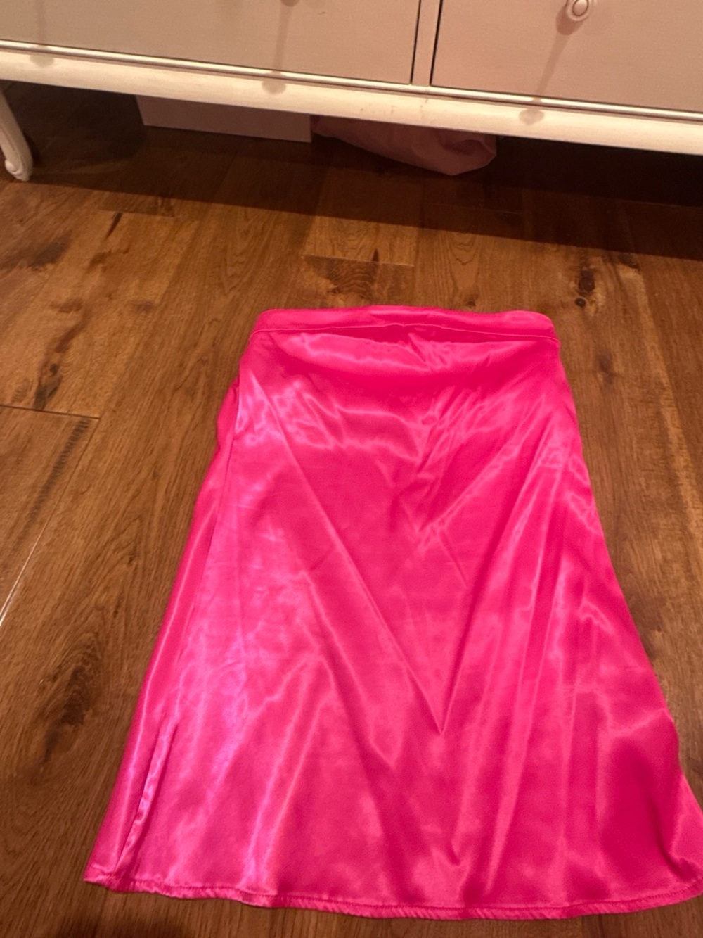 Hot Pink Satin Formal Midi Dress